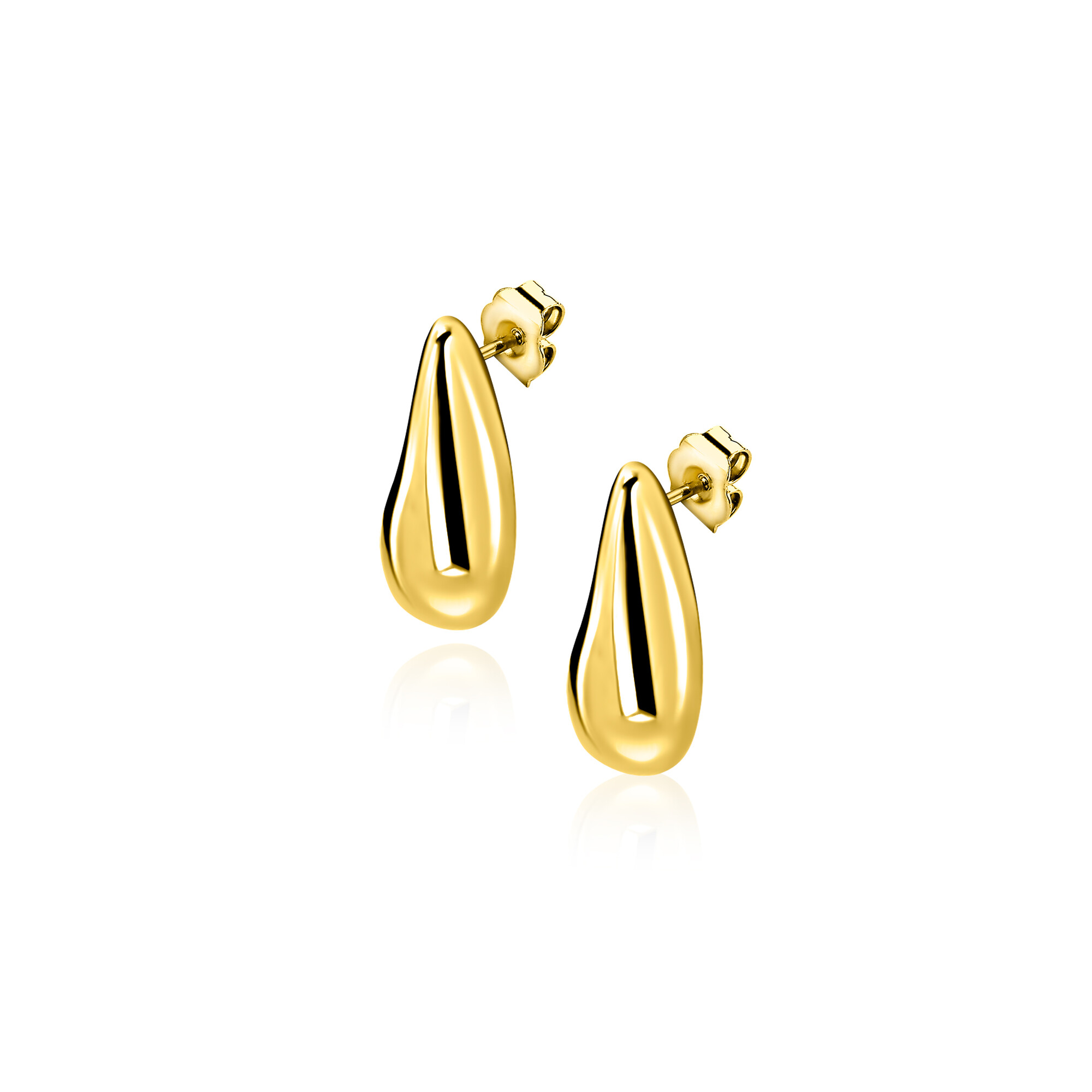 8,5mm ZINZI gold plated zilveren oorstekers druppelvorm ZIO2719G
