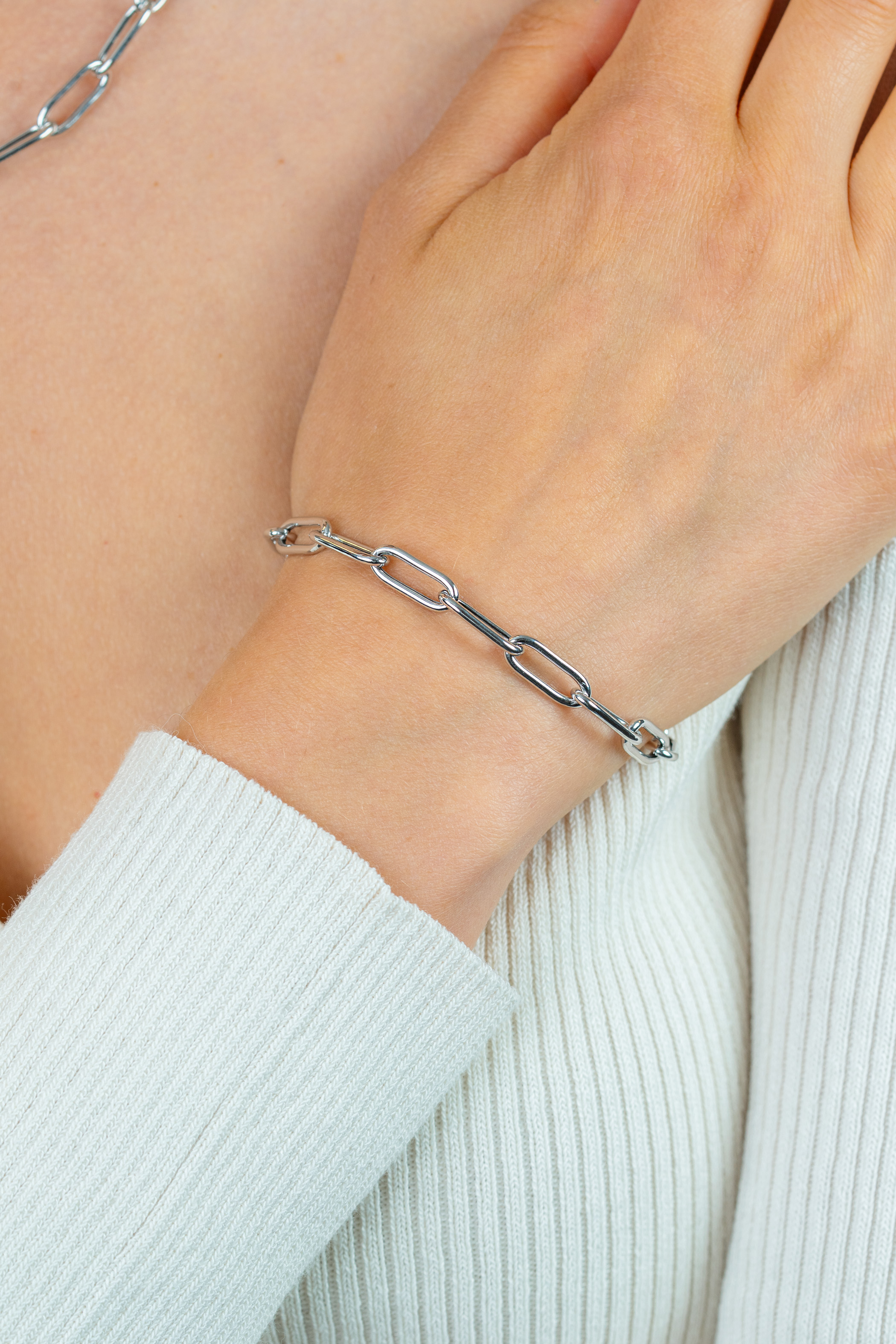 ZINZI zilveren armband met 5,5mm brede paperclip schakel 19cm ZIA2286