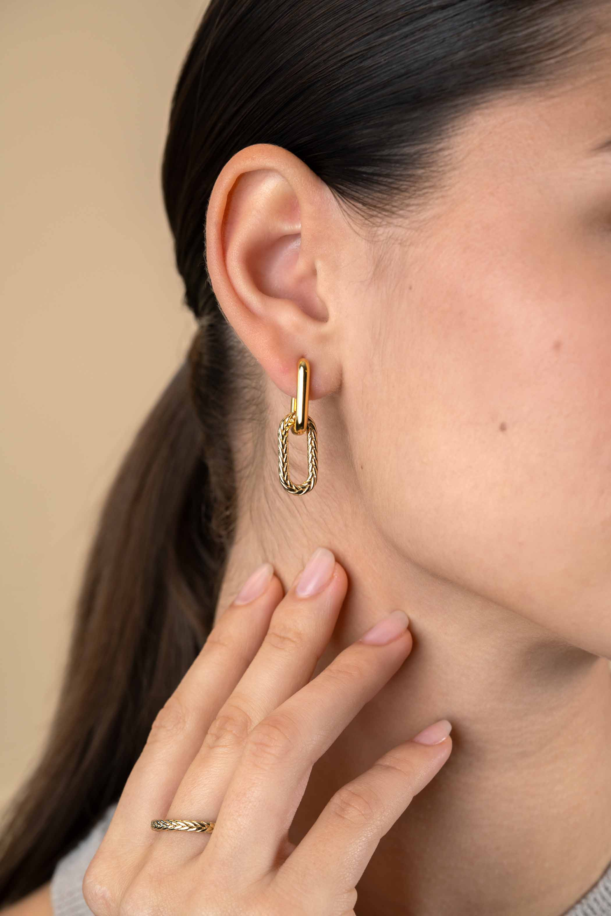 20 mm ZINZI gold plated zilveren oorbedels ovale vorm met touweffect ZICH2553G (zonder oorringen)