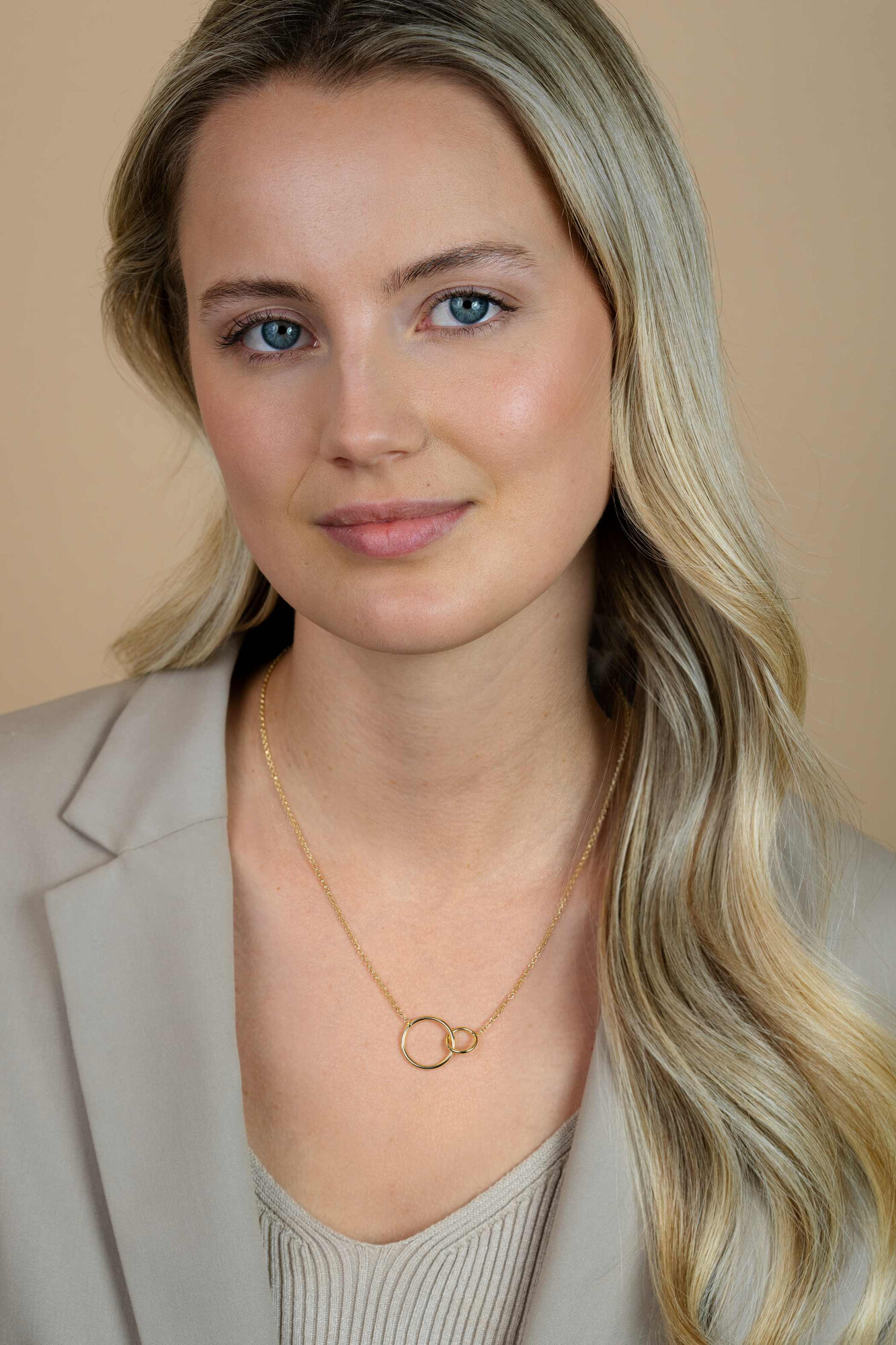 ZINZI zilveren collier geel verguld ronde vormen 42-45cm ZIC1278G