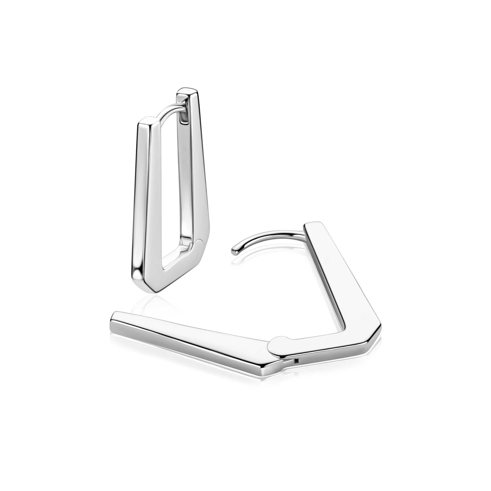 20mm ZINZI zilveren rechthoekige oorringen, strakke buis met modern design, luxe klapsluiting ZIO2879