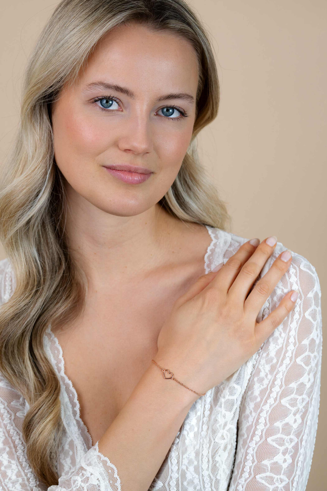 ZINZI zilveren armband rosé verguld met open hartje ZIA1420R