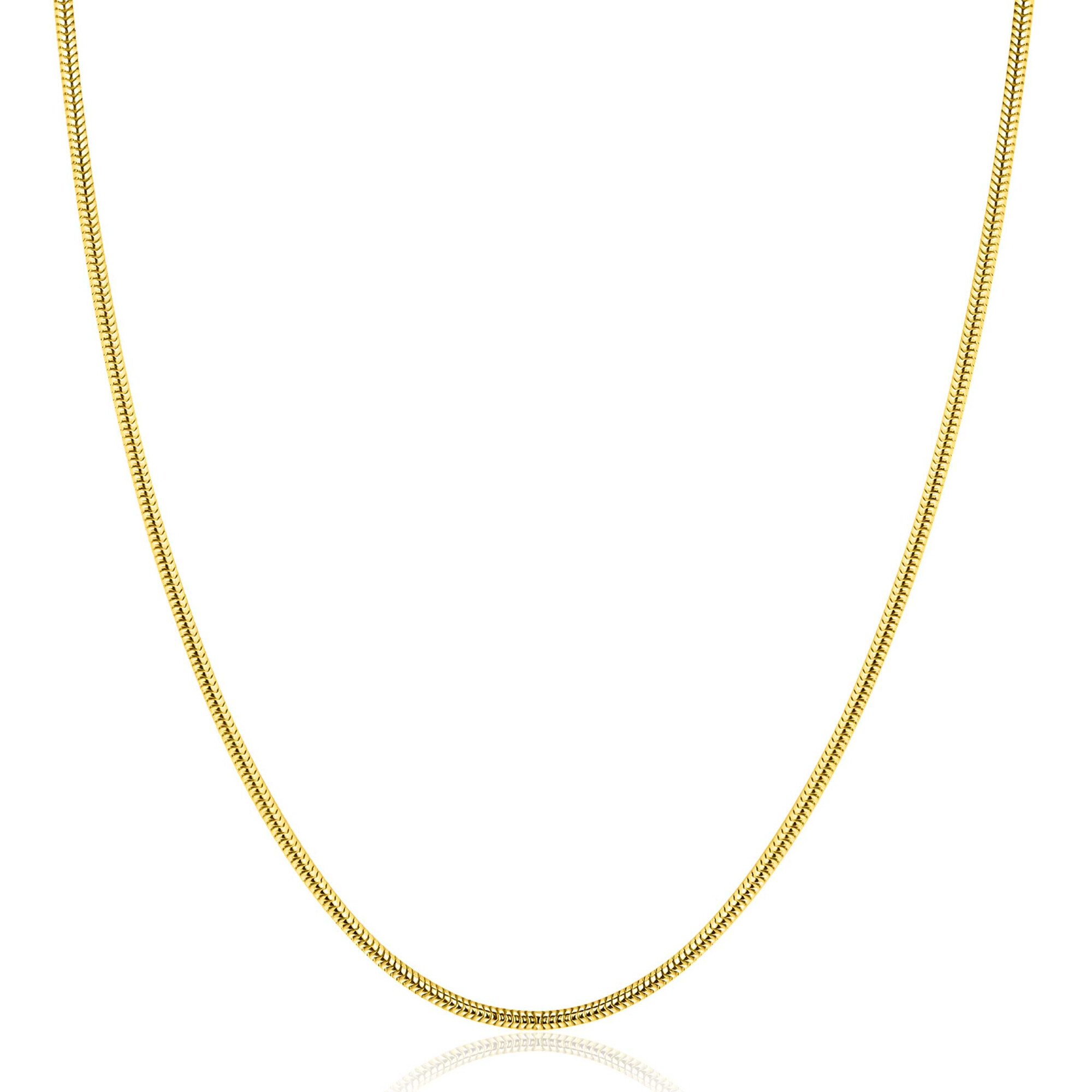 ZINZI gold plated zilveren ronde slangen ketting (1,6mm breed) 42-45cm ZIC2848G