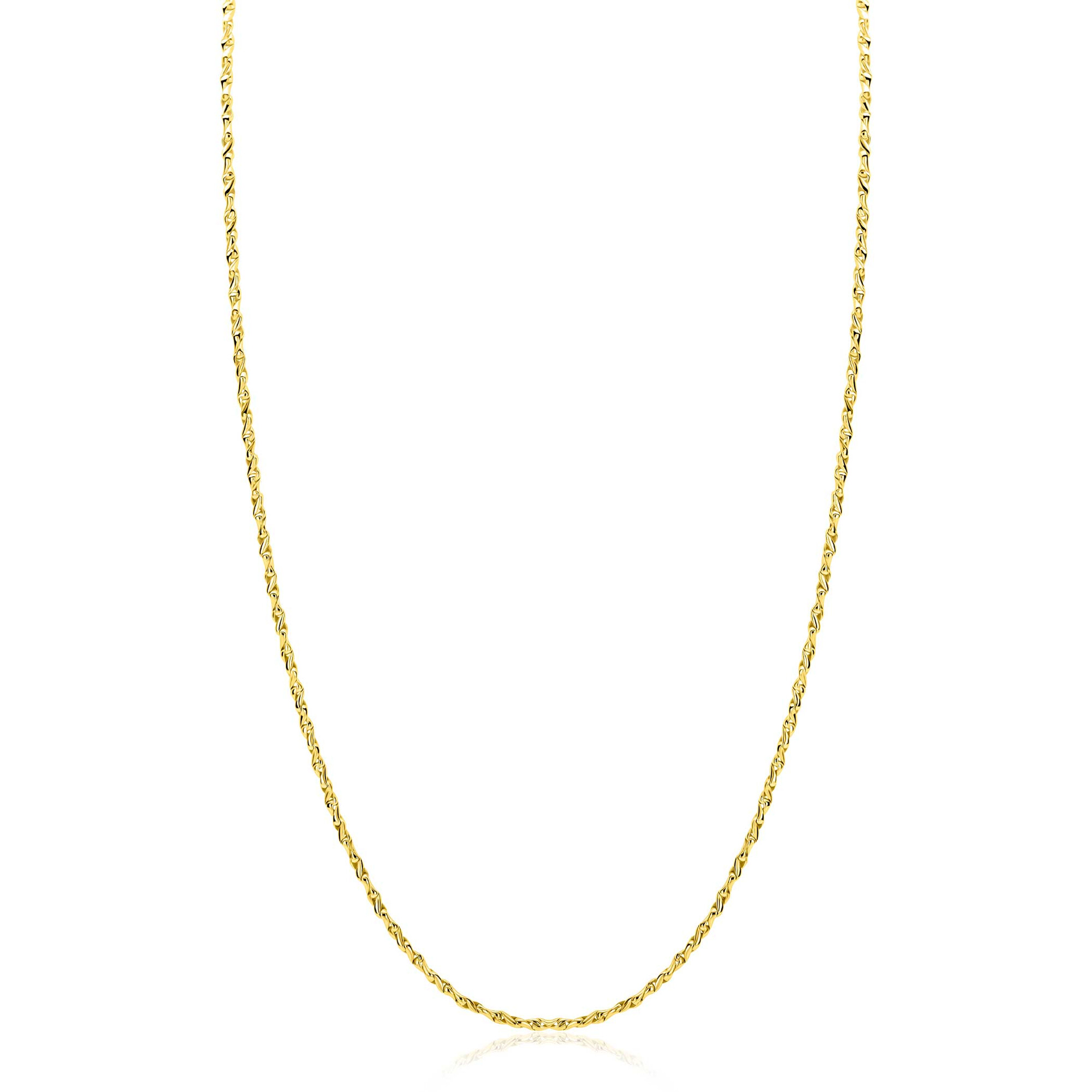 ZINZI gold plated zilveren organisch gedraaide schakel ketting (1,8mm breed) 42-45cm ZIC2843G