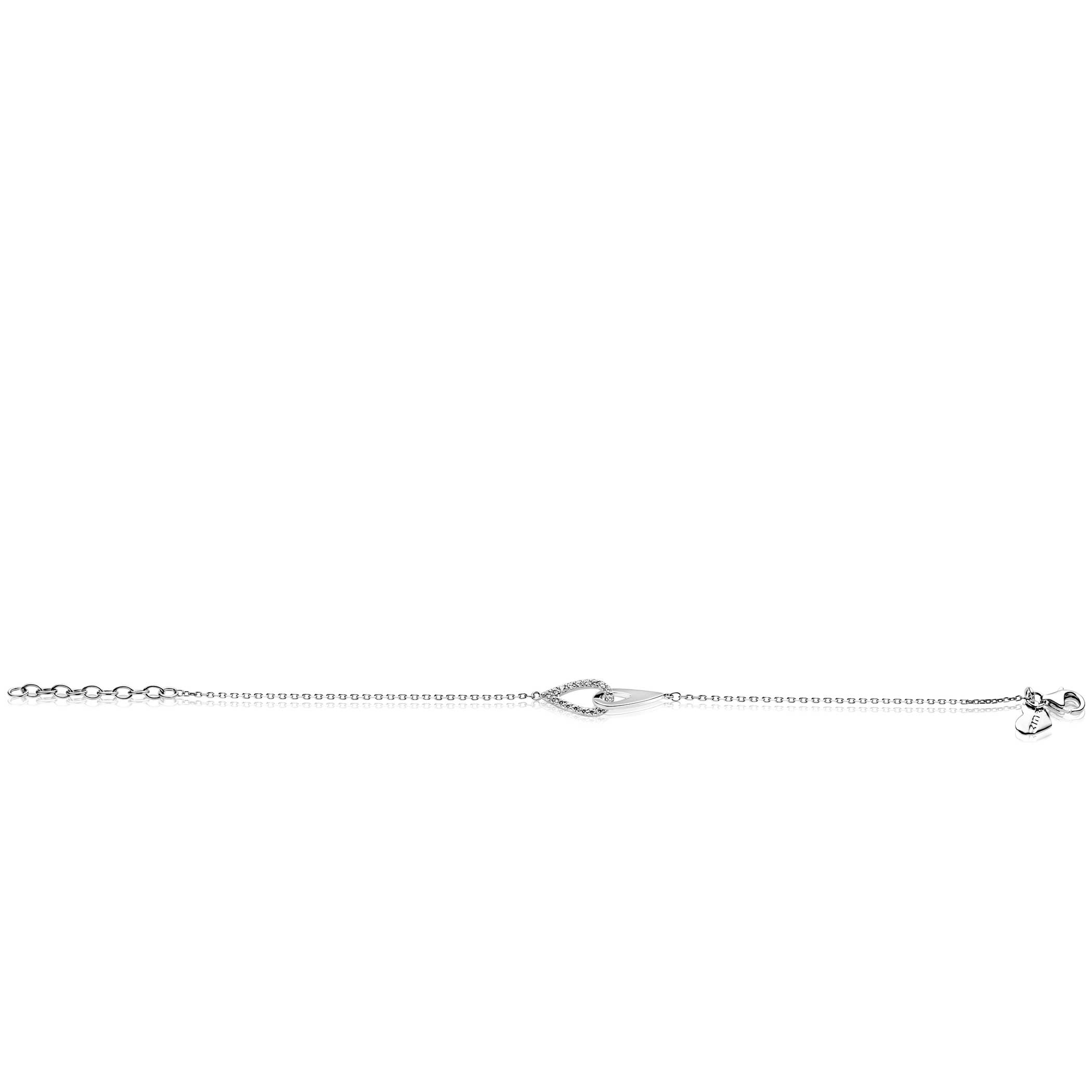 ZINZI zilveren schakelarmband met twee in elkaar gevlochten druppelvormen ZIA2768