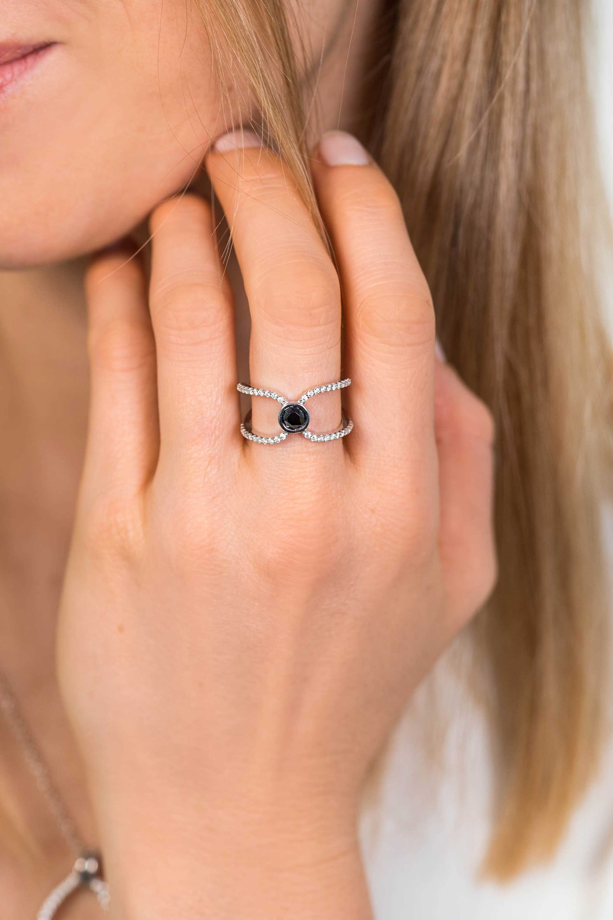 ZINZI zilveren multi-look ring zwarte witte zirconia ZIR1947C