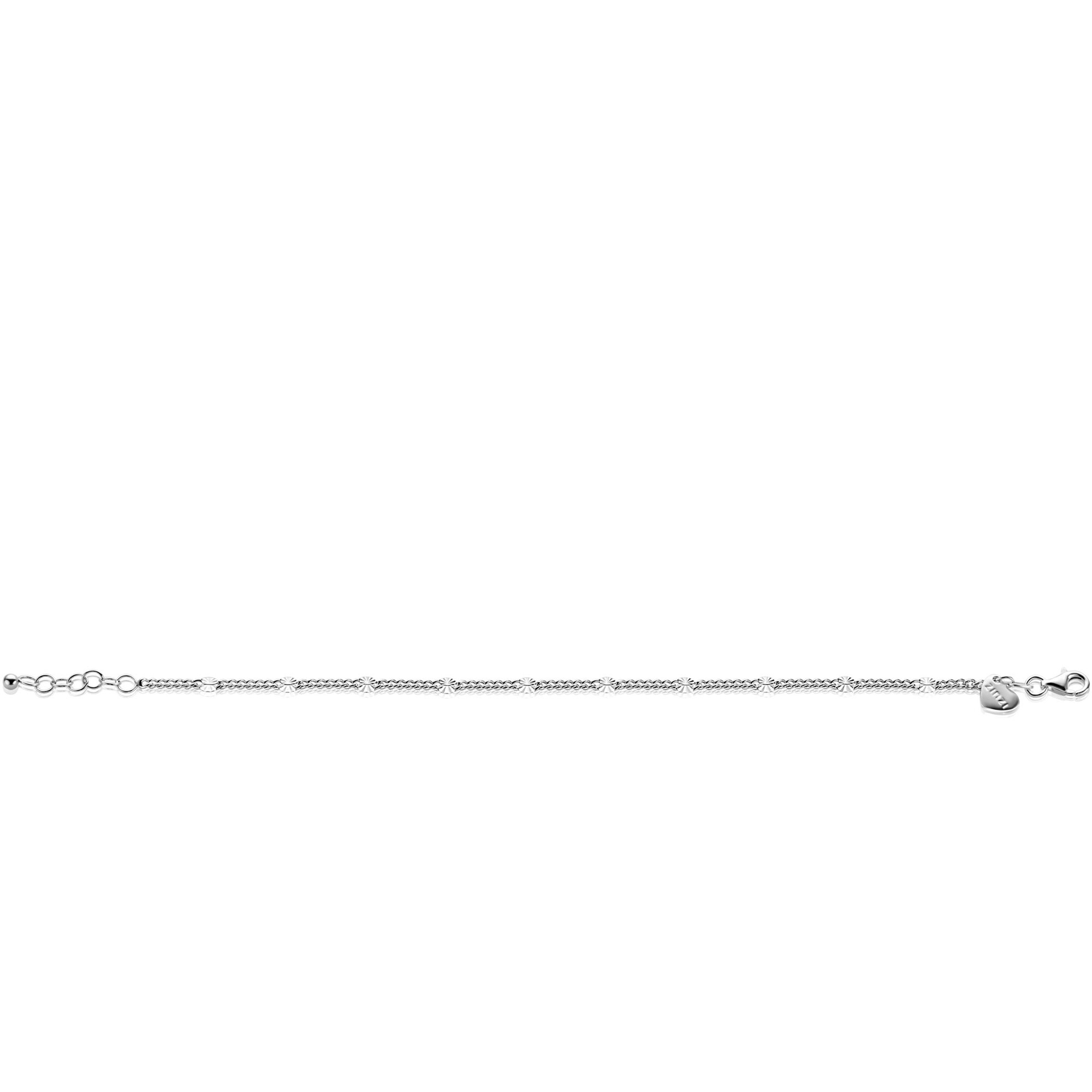 ZINZI zilveren gourmet schakelarmband met tien zonnestralen-plaatjes (3mm breed) ZIA2713
