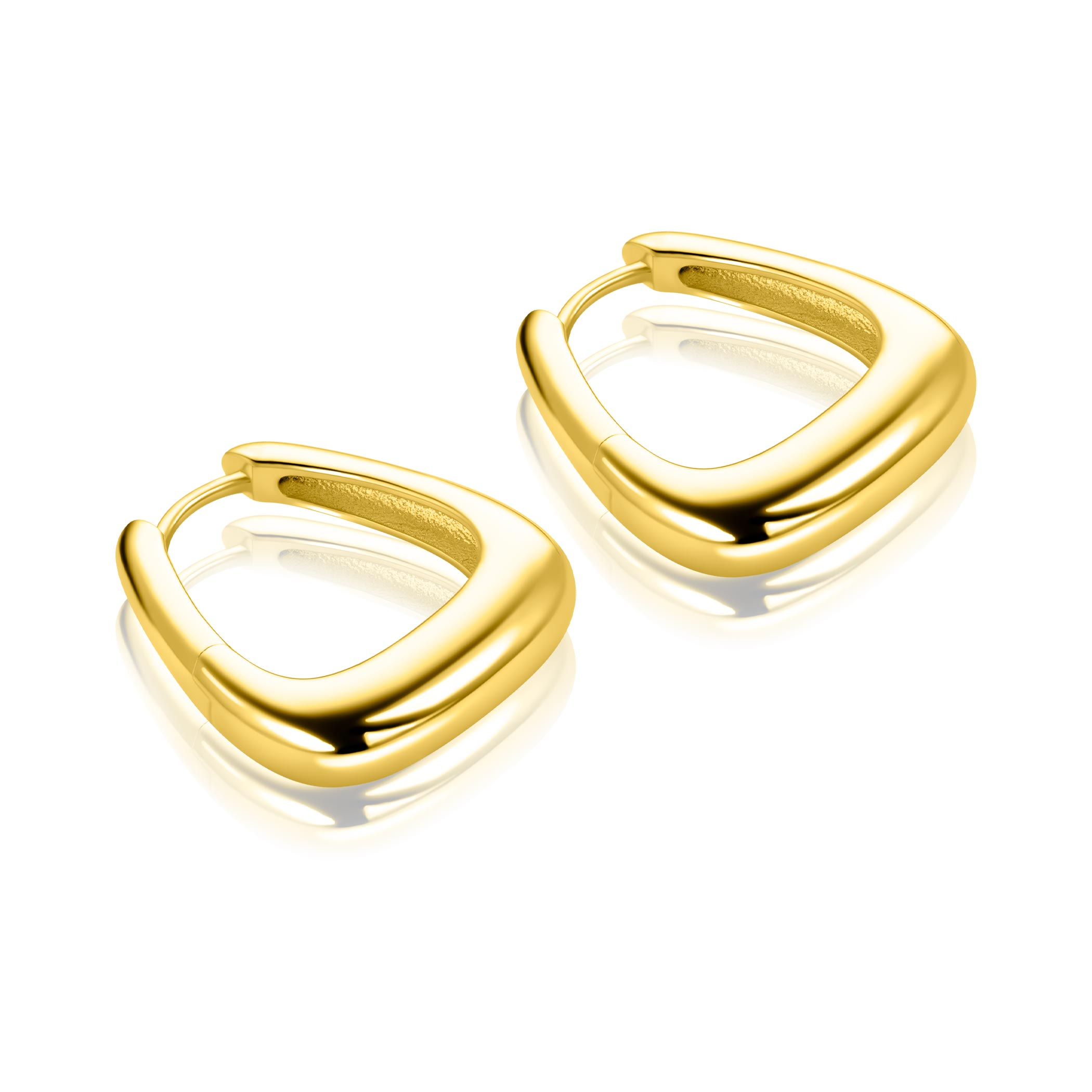21mm ZINZI goldplated zilveren oorringen glad in een trendy tasvorm met luxe klapsluiting ZIO2805G