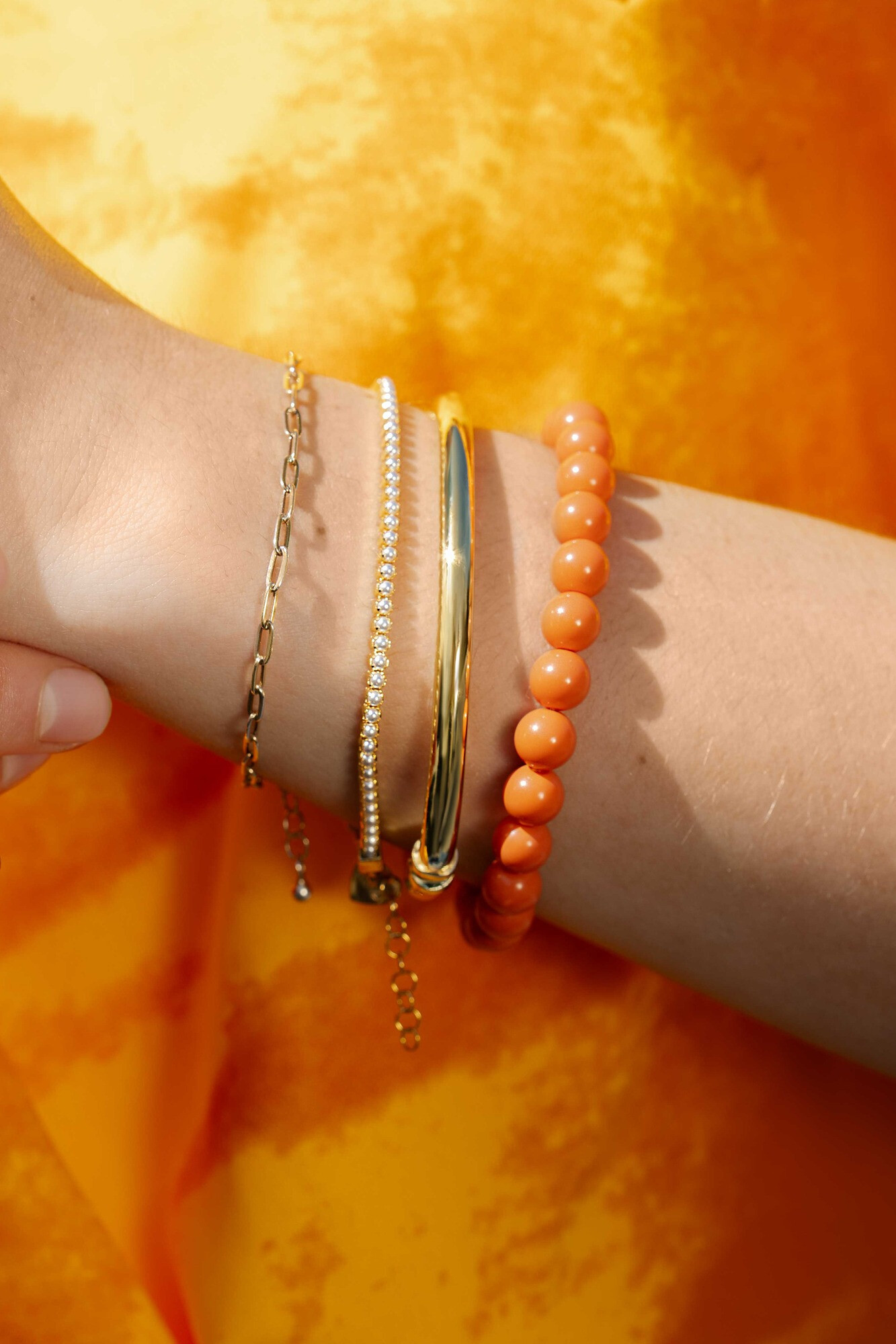 Zinzi Charms rek-armband one-size oranje parels CH-A20K 