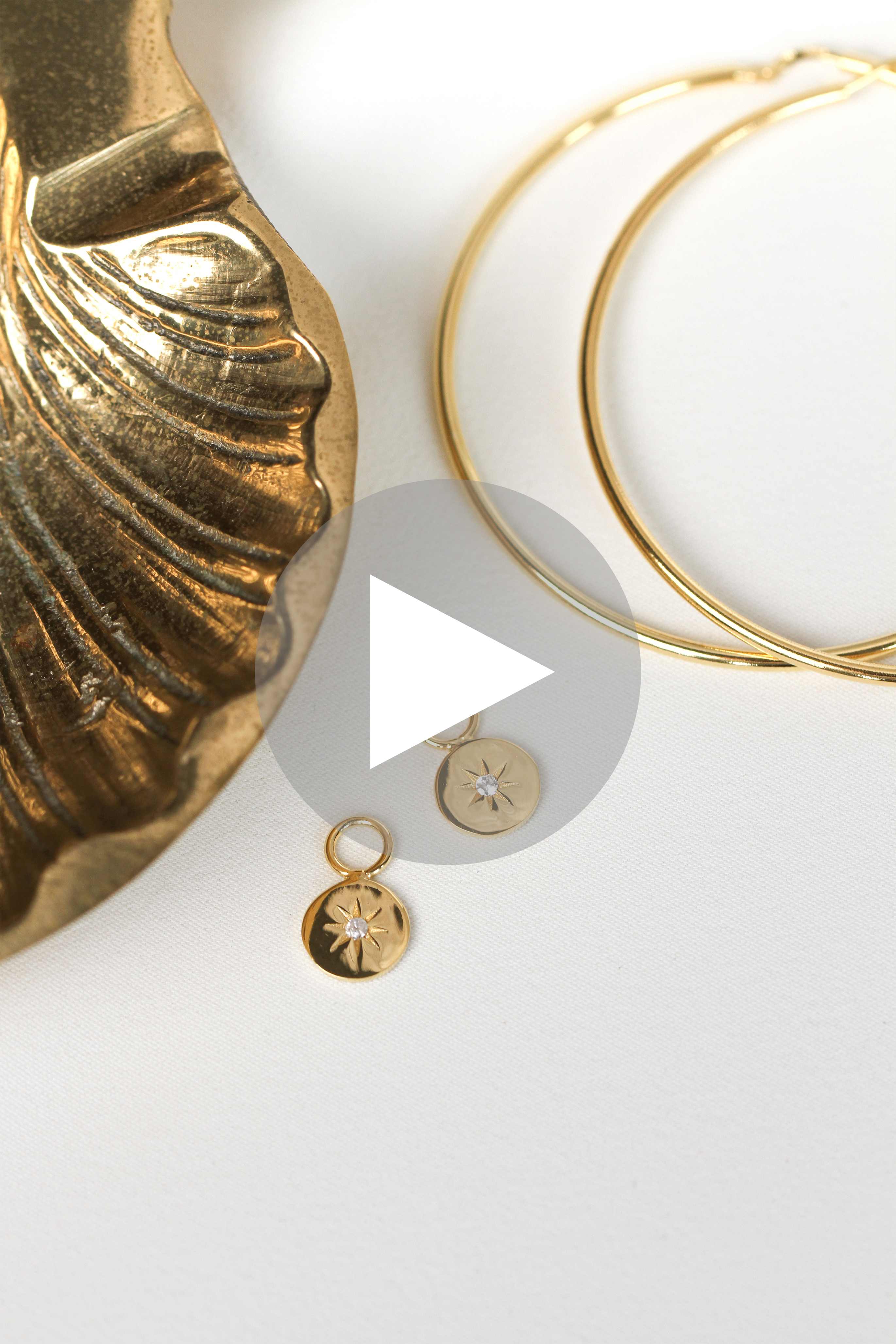 ZINZI zilveren oorbedels 14K geel verguld rond 10mm zon witte zirconia ZICH1994G (zonder oorringen)