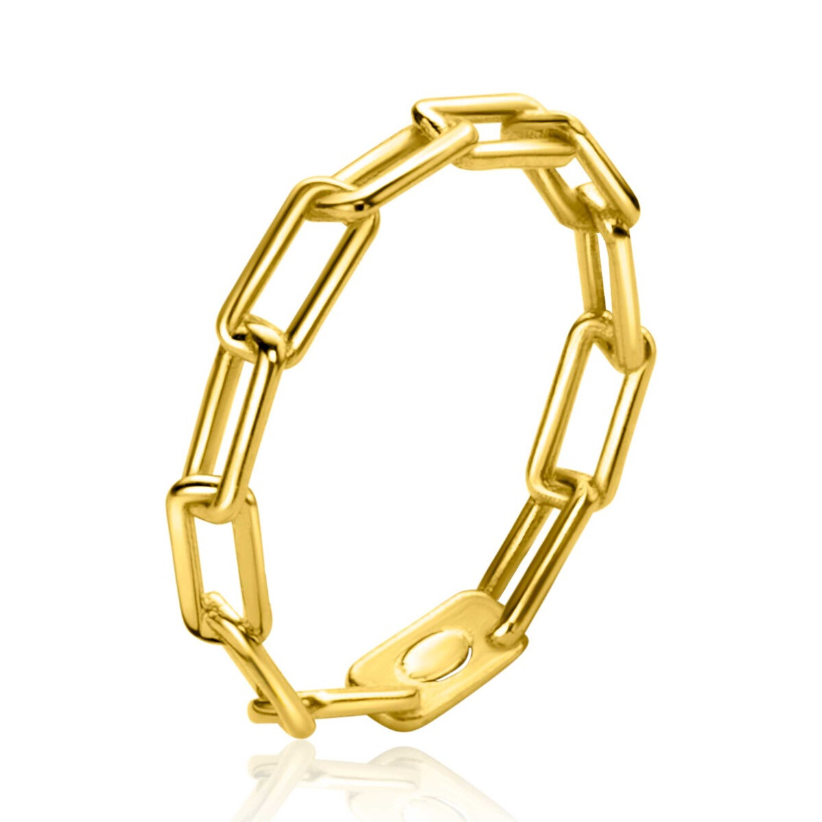 ZINZI Gold 14 krt gouden schakelring van 3mm breed, met de populaire paperclip-schakel ZGR346C