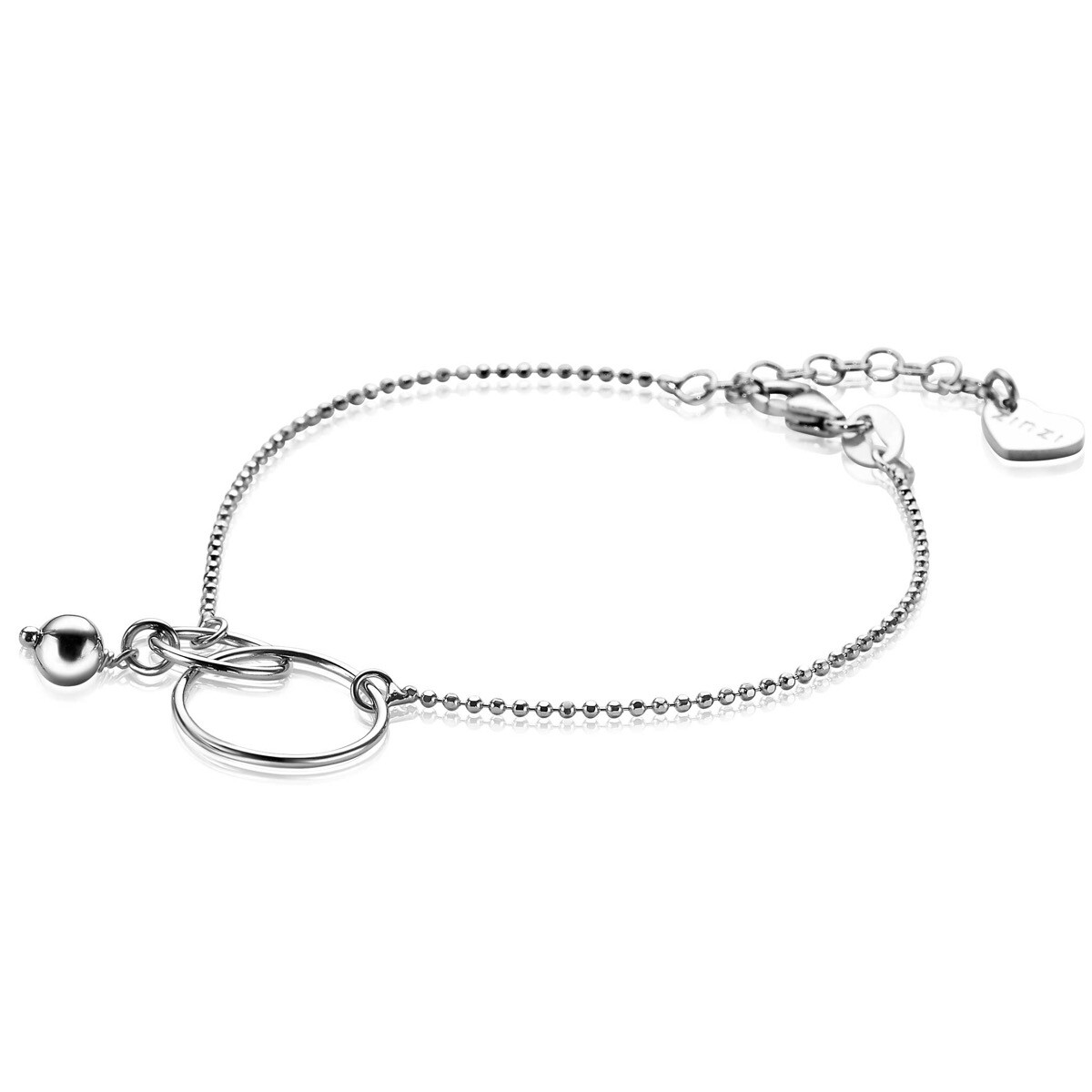 ZINZI zilveren armband met ronde vormen in elkaar en ronde bal 17,5-20,5cm ZIA-BF62
