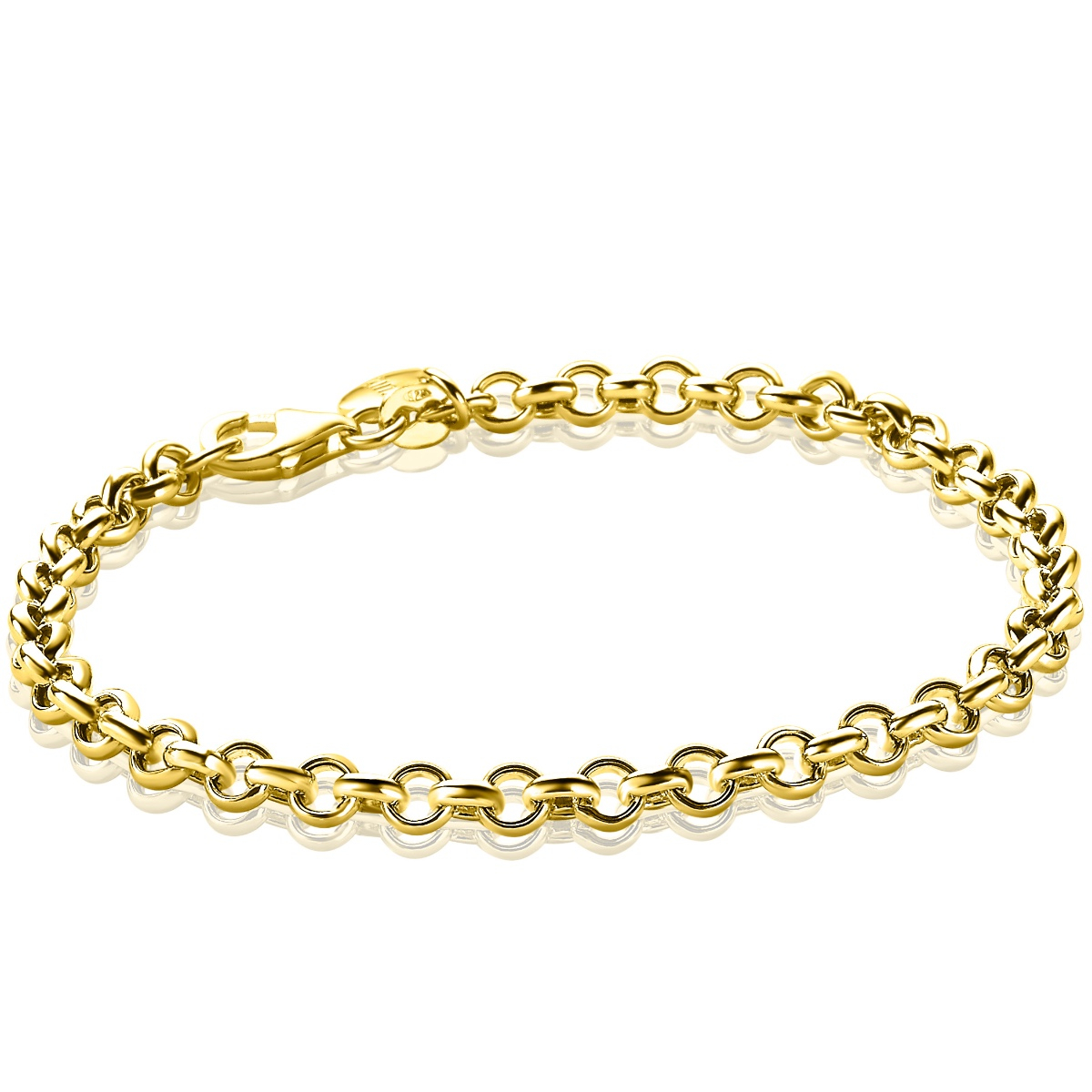 ZINZI zilveren geelvergulde jasseron armband 4,5mm breed 18cm ZIA1911G