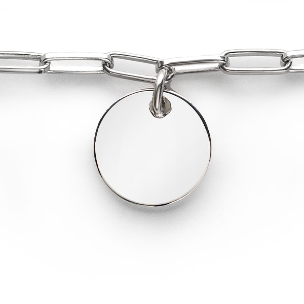 ZINZI zilveren armband paperclip schakel rond plaatje ZIA2166