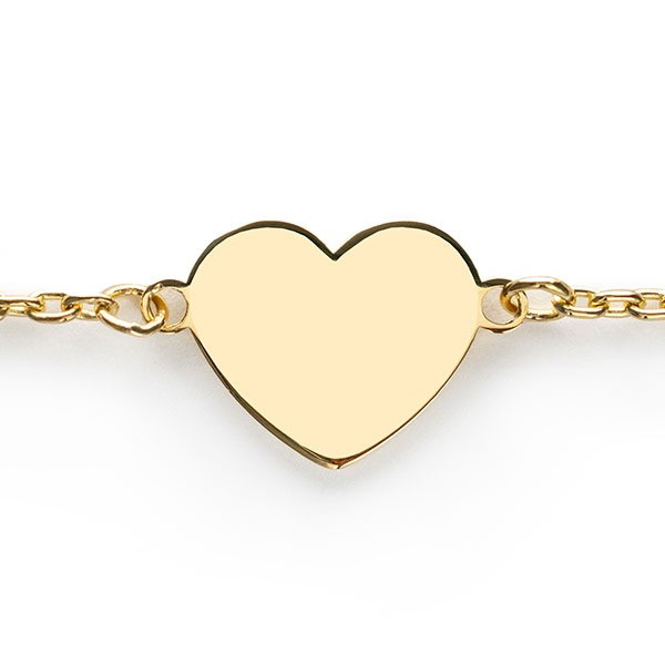 ZINZI gold plated zilveren armband met hart plaatje 10mm om te graveren 17-20cm ZIA2346G