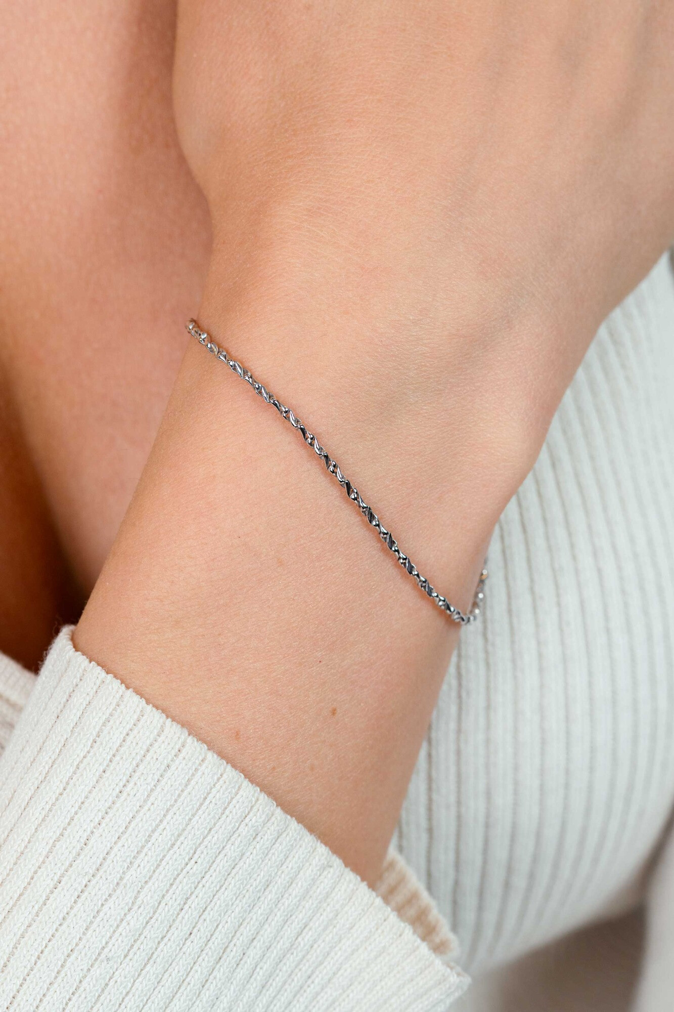 ZINZI zilveren organisch gedraaide schakel armband (1,8mm breed) 17-20cm ZIA2843