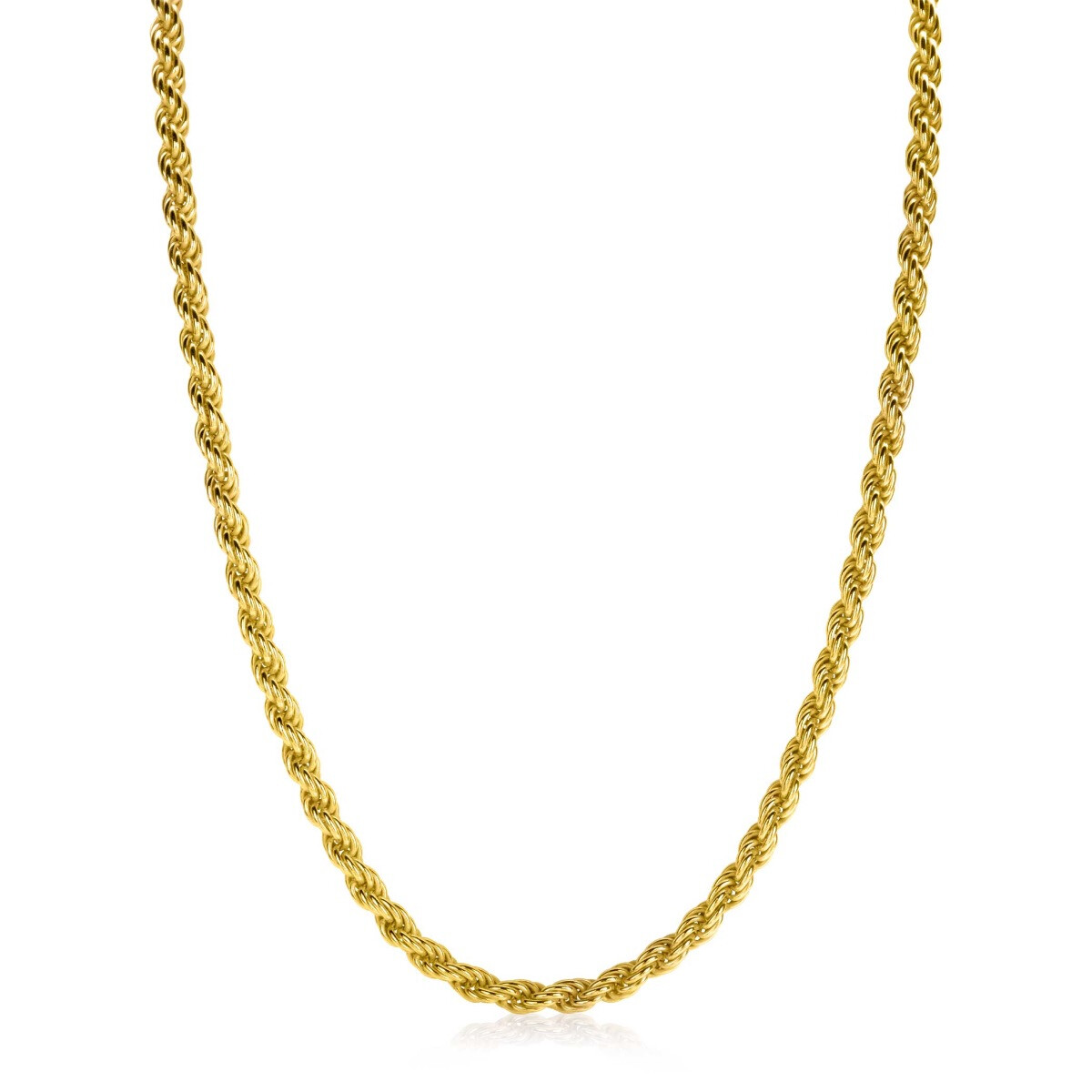 ZINZI gold plated zilveren koord ketting 60cm 4mm breed ZIC2343G60