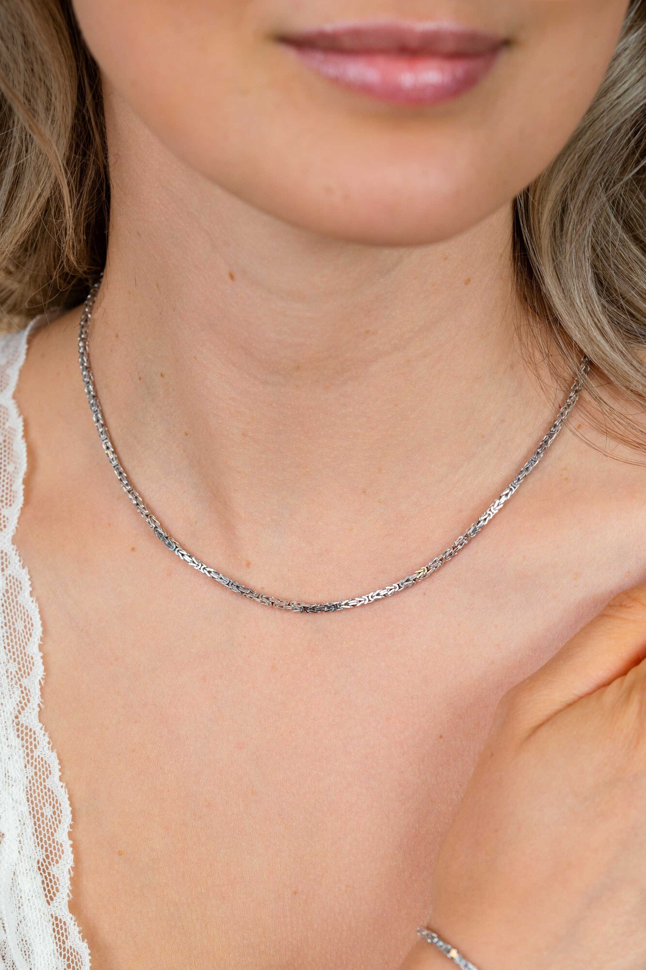 ZINZI zilveren massieve koningsschakel ketting (2mm breed) 42-45cm ZIC2846