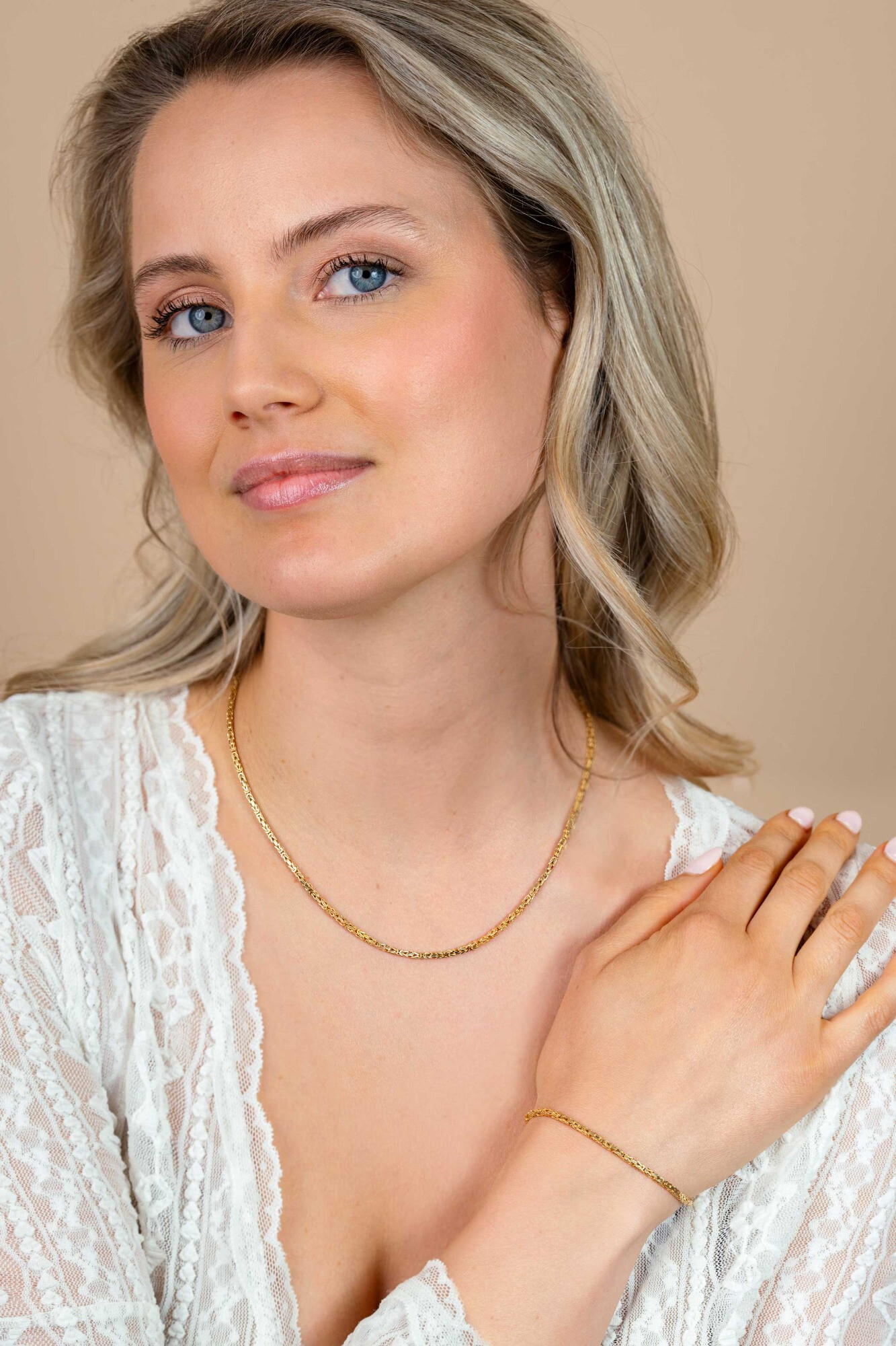 ZINZI gold plated zilveren massieve koningsschakel ketting (2mm breed) 42-45cm ZIC2846G