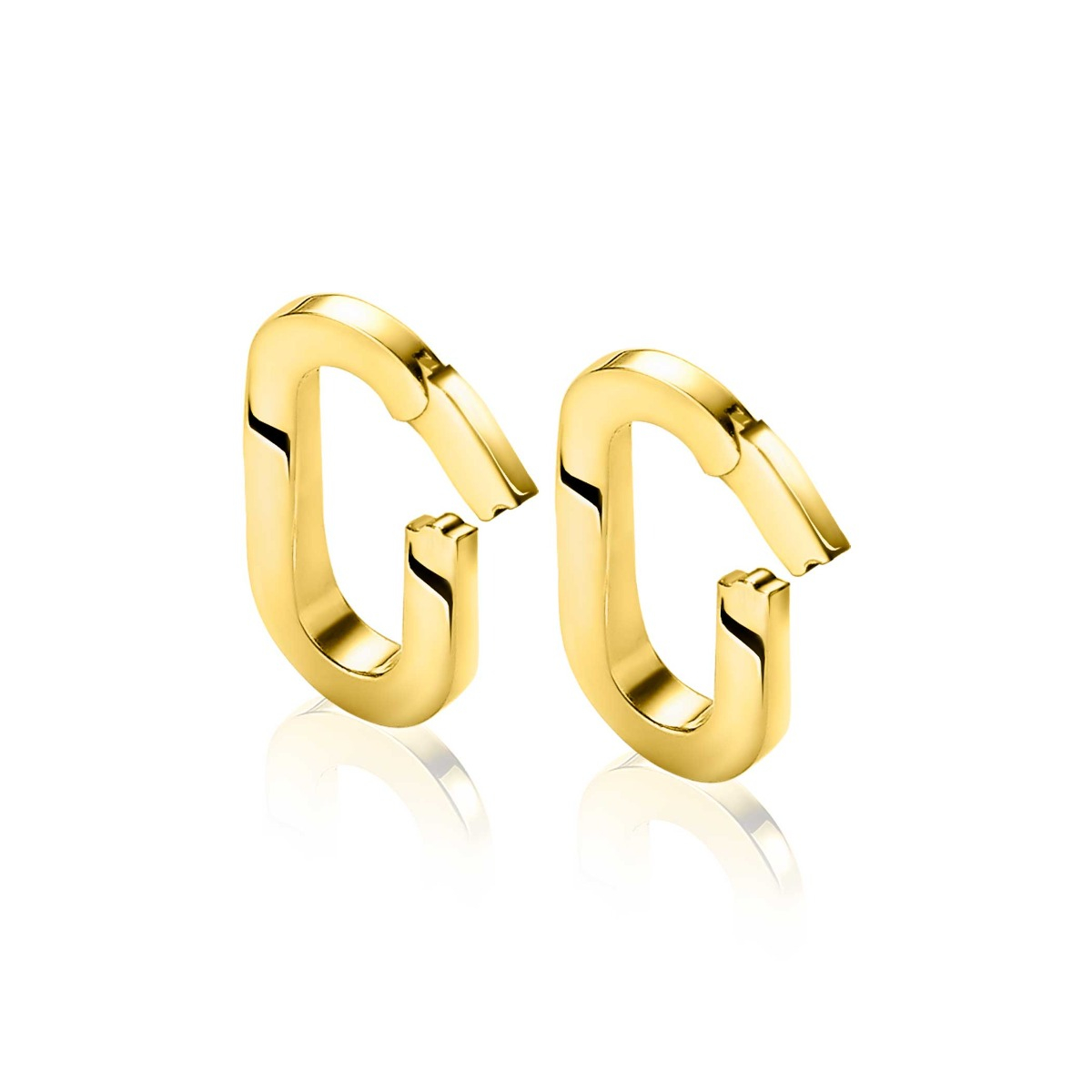 ZINZI zilveren ovale oorbedels 14K geel verguld sluitring 16mm voor je losse hangertjes ZICH2060G (zonder oorringen)