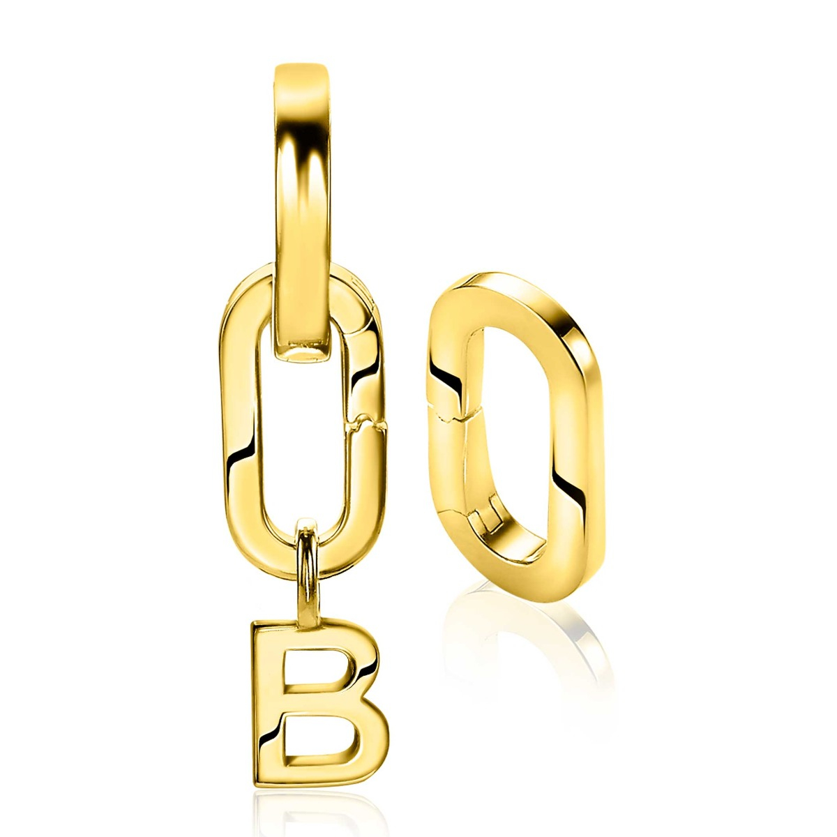 ZINZI zilveren ovale oorbedels 14K geel verguld sluitring 16mm voor je losse hangertjes ZICH2060G (zonder oorringen)