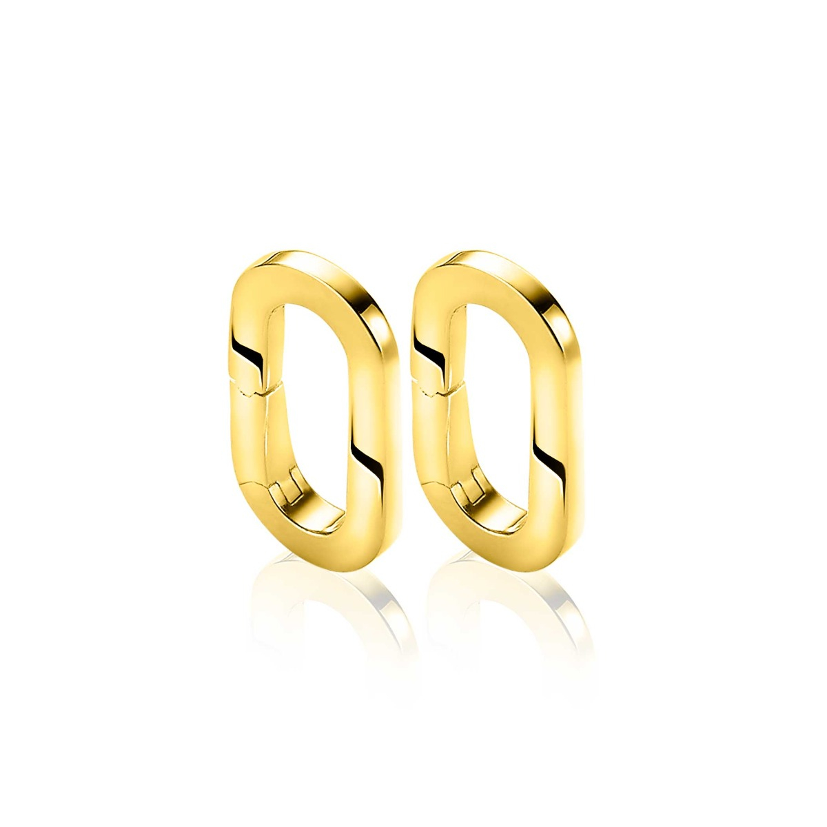 ZINZI zilveren ovale oorbedels 14K geel verguld sluitring 16mm voor je losse hangertjes ZICH2060G (zonder oorringen)
