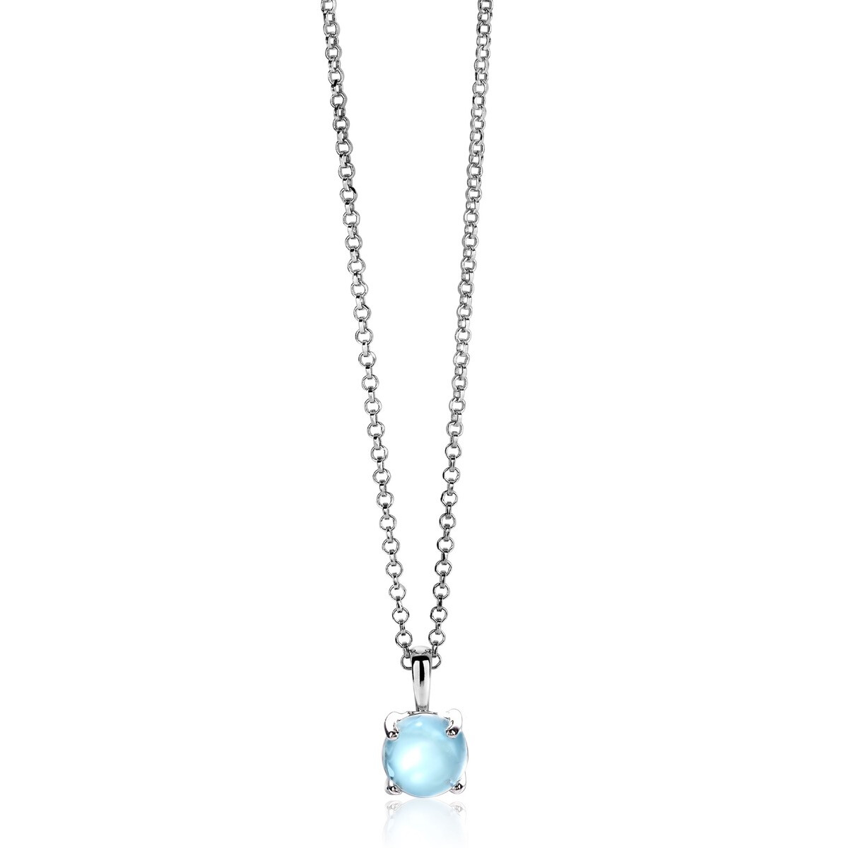 ZINZI zilveren hanger rond zachtblauw 14mm ZIH2089B
