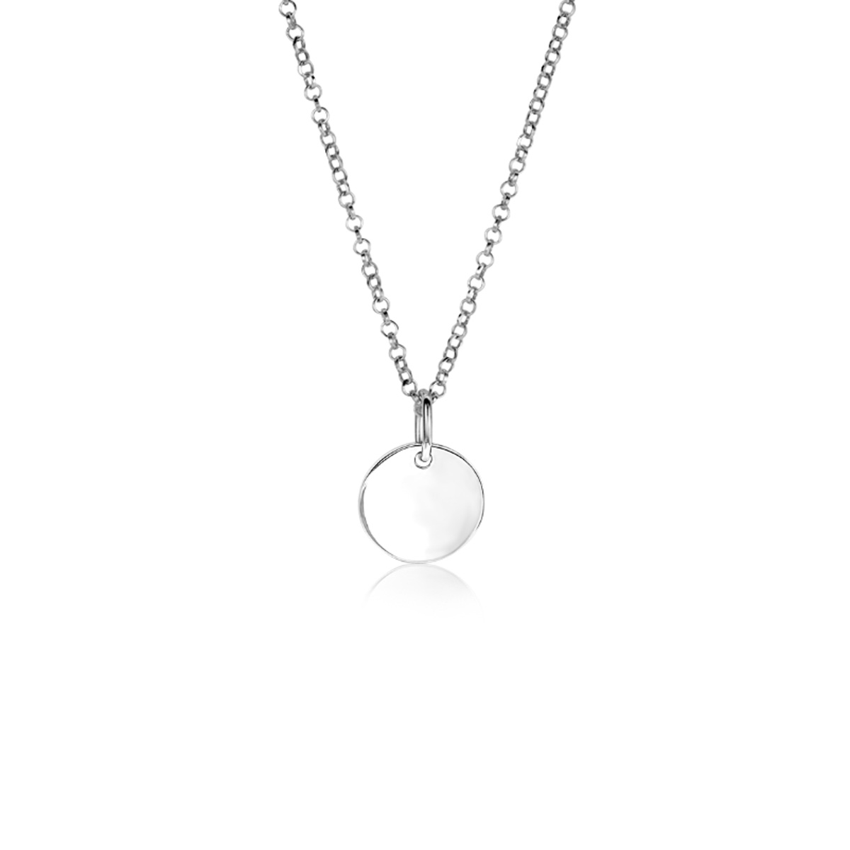 12mm ZINZI zilveren hanger glad rond plaatje voor gravure ZIH2345-12 (zonder collier)