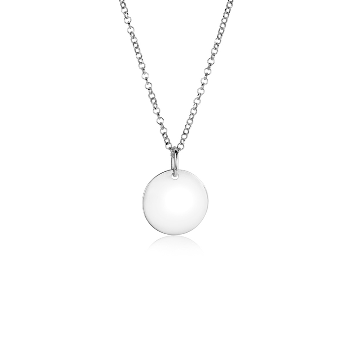 15mm ZINZI zilveren hanger glad rond plaatje voor gravure ZIH2345-15 (zonder collier)