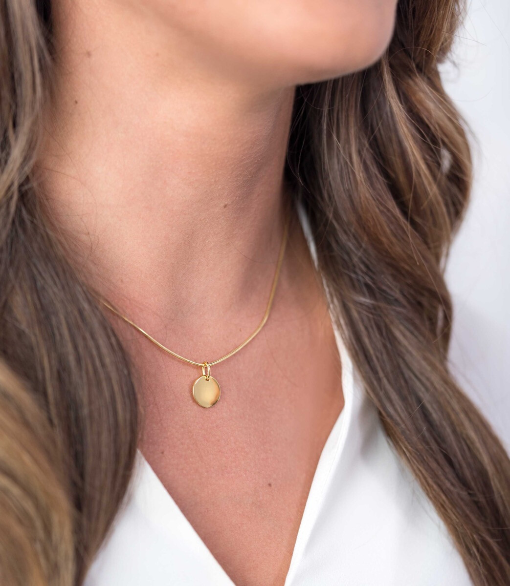 12mm ZINZI gold plated zilveren hanger glad rond plaatje voor gravure ZIH2345G12 (zonder collier)