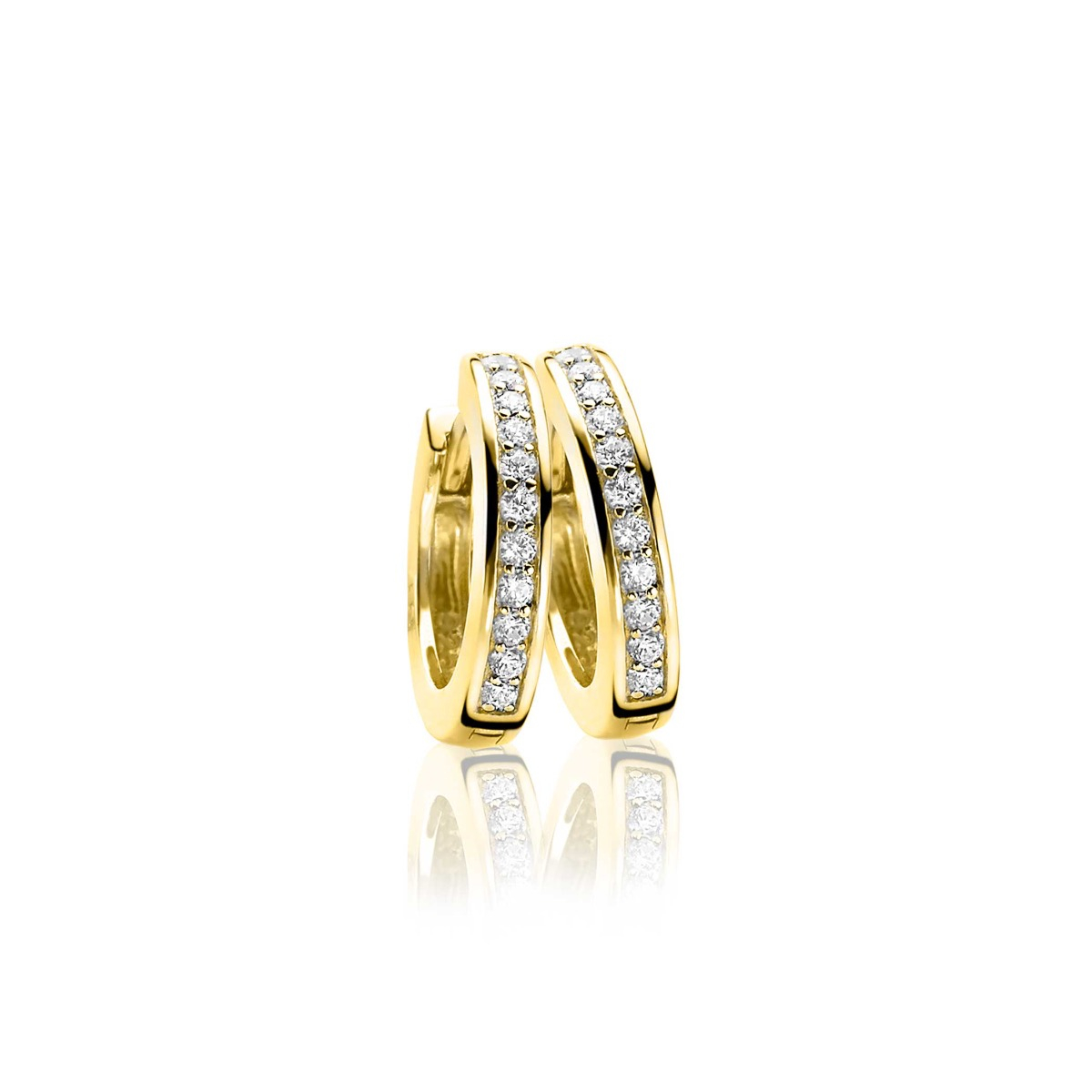 Zinzi zilveren oorringen 14K geel verguld 17 x 3mm witte zirconia's ZIO186Y
