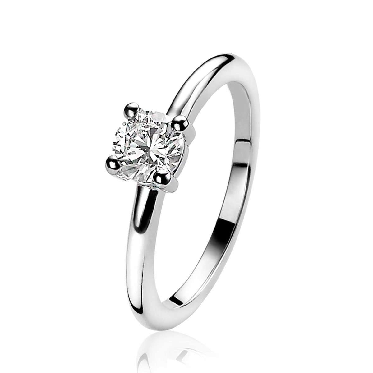 ZINZI zilveren aanschuifring rond wit ZIR1300C