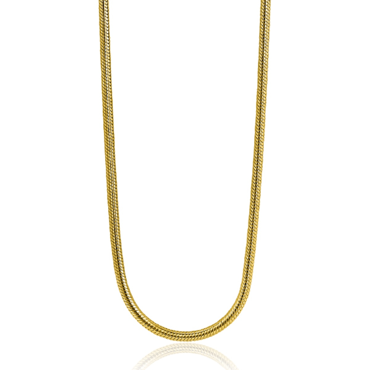45cm Zinzi goldplated zilveren slangen collier 1,5mm breed ZISL15-45G