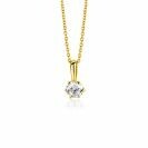 8,5mm ZINZI Gold 14 krt gouden hanger bezet met een witte ronde zirkonia (4,5mm) ZGH544 (zonder collier)