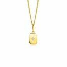 14mm ZINZI Gold 14 krt gouden hanger met rechthoekig plaatje en sterzetting witte zirkonia ZGH510 (zonder collier)