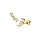 7mm ZINZI Gold 14 krt gouden oorknoppen met drie witte zirkonia's in rijzetting ZGO515