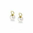 ZINZI Gold 14 karaat gouden oorbedels parel wit 8mm ZGCH144 (zonder oorringen)
