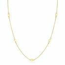 ZINZI Gold 14 krt gouden ketting met subtiele jasseron schakels en zeven ronde gladde plaatjes 5mm breed 42-45cm ZGC444
