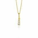 13mm ZINZI Gold 14 krt gouden hanger met drie witte zirkonia's ZGH543 (zonder collier)