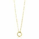ZINZI Gold 14 karaat gouden paperclip collier met opvallende ronde voorsluiting, waaraan je hangertjes kunt hangen 45cm ZGC493
