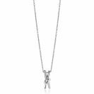 45cm ZINZI zilveren ketting met cross-over hanger 19mm met knoop, bezet met witte zirconia's ZIC2505