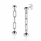 38mm ZINZI zilveren oorstekers met ovale schakels en bungelend bolletje 6mm ZIO2541