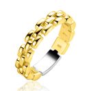 ZINZI goldplated zilveren ring met glanzende rolex-style schakels 4mm breed ZIR2556GC