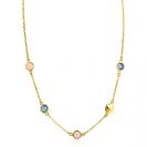 ZINZI gold plated zilveren ketting 40–45cm met rondjes, bezet met blauwe en roze kleurstenen ZIC2715G