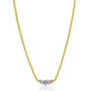 ZINZI goldplated zilveren popcorn schakelcollier 42-48cm met vijf sierlijke, beweegbare beads in zilver en wit zirkonia ZIC2779Y