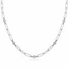 ZINZI zilveren ketting paperclip schakel rond witte zirconia 40-45 cm ZIC2079