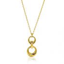 ZINZI gold plated zilveren schakel kettinkje met drie organische vormen als hanger 42-45cm ZIC2671