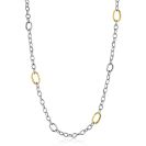 ZINZI bicolor zilveren schakelketting 70cm met drie ovale goldplated schakels ZIC2785