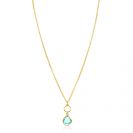 ZINZI gold plated zilveren ketting met open rondje en ovale hanger, bezet met turquoise kleursteen 40-45cm ZIC2716G