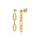 30mm ZINZI goldplated zilveren oorstekers met drie trendy ovale schakels ZIO2798